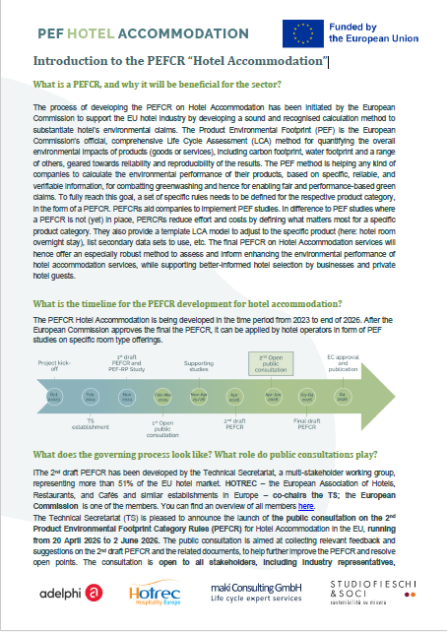 Introduction to the PEFCR Hotel Accommodation
